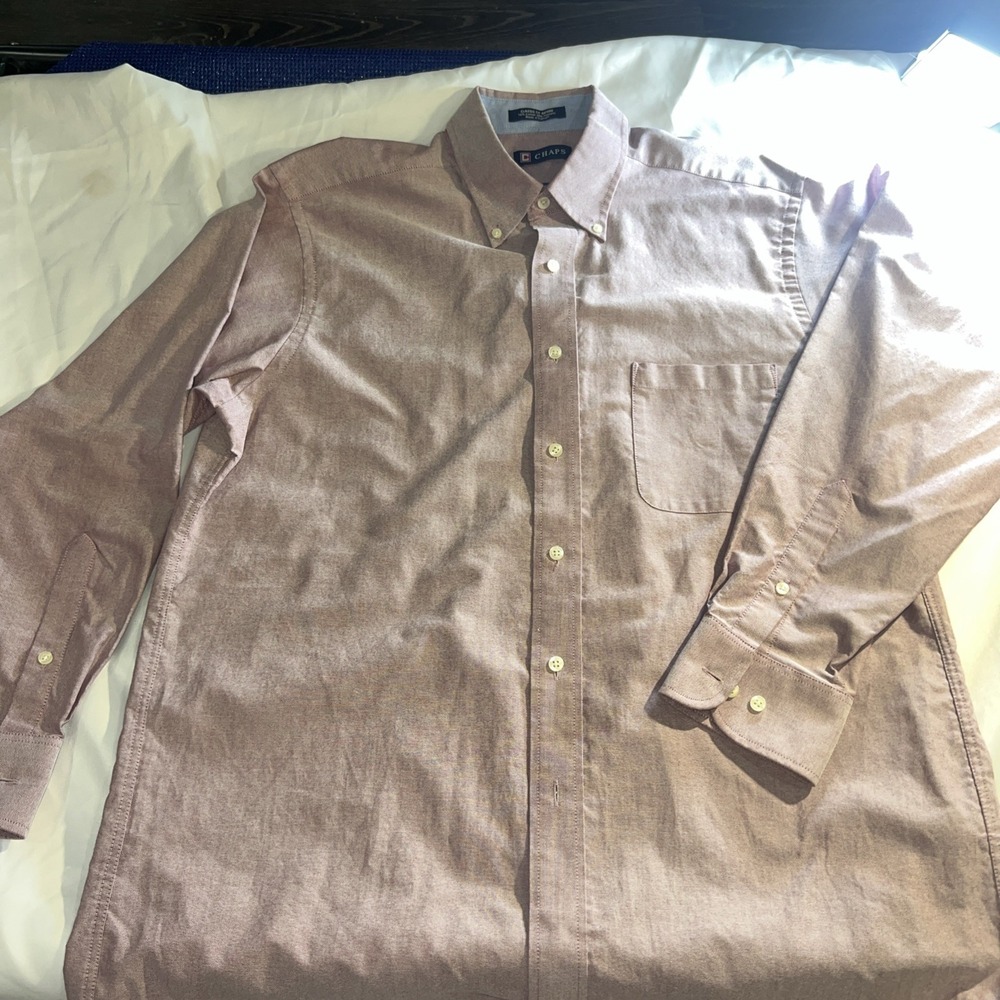 Chaps men's 16-16.5 wrinkle free Shirt Button Up long Sleeve dressy beautiful155